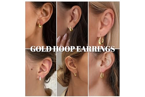 Small Hoop Earrings for Women No Tarnish - Dainty Chunky Silver Earrings Trendy 925 Sterling Silver Plated Hypoallergenic Teardrop Hoops Earring for Women Silver Jewelry Gift