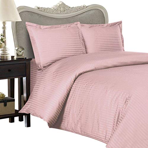 Luxurious 300 Thread Count Queen Down Comforter 8 PC Bed in a Bag, Pink Damask Stripe