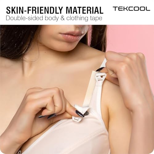 Image of TEKCOOL 216 Strips Double Sided Tape for Fashion, Clothing and Body | All Day Strength Invisible Dress Tape for Women | Gentle to Stick on Skin and Clothes | Transparent (216 Strips);