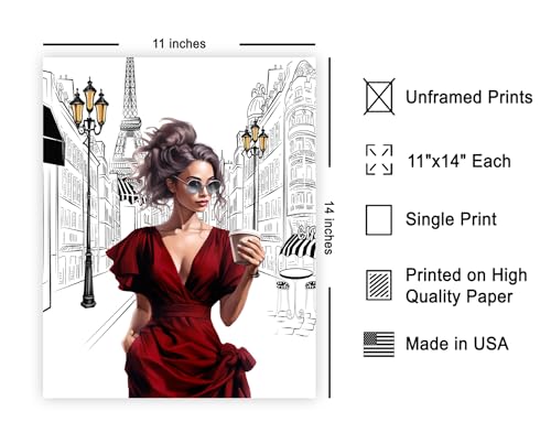 Image of Poster Master Lady in Red Print - Fashion Poster - Paris Designer Art - Modern Wall Design - Chic Gift for Women & Fashionista - Glam Decor for Bedroom or Girl's Room - 11x14 UNFRAMED Wall Art