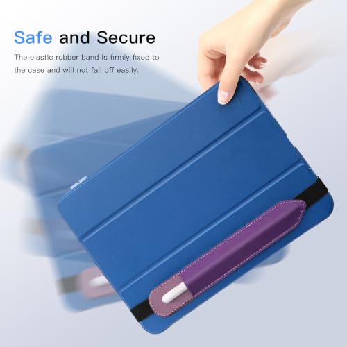 Image of MoKo Pencil Case Holder Fit The Apple Pencil (Pro and USB-C and 1st and 2nd Gen), Detachable Elastic Pocket for Stylus Pen with Elastic Band Attached to iPad Case, Dark Purple