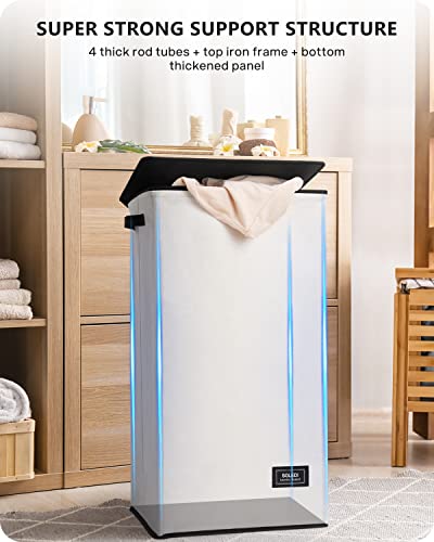 Soledi Laundry Hamper With Lid - 100L Xl - Large Laundry Basket With Removable Bag - Collapsible Laundry Baskets, Convenient Storage - Hampers For Laundry For Bedroom, Bathroom, Closet, Dorm - White #TOP3