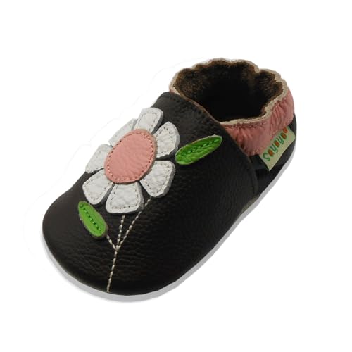 SAYOYO Baby Flowers Soft Sole Brown Leather Infant and...