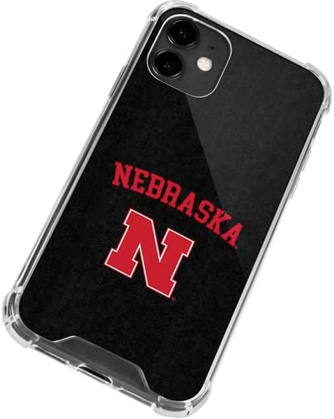 Skinit Clear Phone Case Compatible with iPhone 12 - Officially Licensed University of Nebraska Collegiate Text Black Design