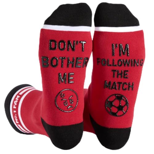 FLYWIND - Football Gifts for Men Stocking Stuffers Gadgets Novelty Socks, Christmas Football Gifts for Boys Teenager Funny Socks Birthday Presents for Men Father Dad Brother Husband Boyfriend (RedBlack)