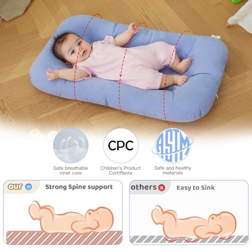 Image of Baby Lounger for Newborn, Bionic Design Baby Lounger, Soft Organic Cotton Breathable Lounger for Infants 0-24 Months (Blue)