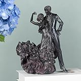Grace4Joy Dancer Couple Statue, Hand Painted Wedding Sculpture Vintage Home Decor, 10 Inches Bride Groom Figurines Unique Gifts for Anniversary, Bridal Shower, Engagement, Newlyweds Couple