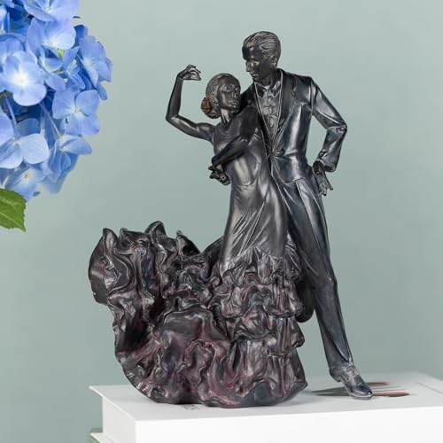 Estatua pareja bailando pintura a mano 25 cm