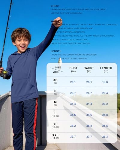 Image of Boys Rash Guard Hoodie UPF 50+ Long Sleeve Sun Protection Swim Shirt
