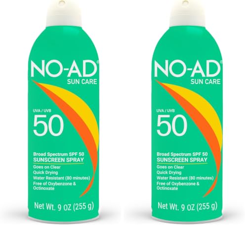 NO-AD SPF 50 Sunscreen Spray | Non-Greasy, Waterproof and Non toxic Sunscreen | Body Sunscreen | Suitable for All Skin Types | Broad Spectrum Protection for Active Lifestyles | 9 oz (Pack of 2) image 3