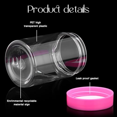 Image of Patelai 4 Pcs Plastic Jars Wide Mouth with Lids,4 Ounce,Pink