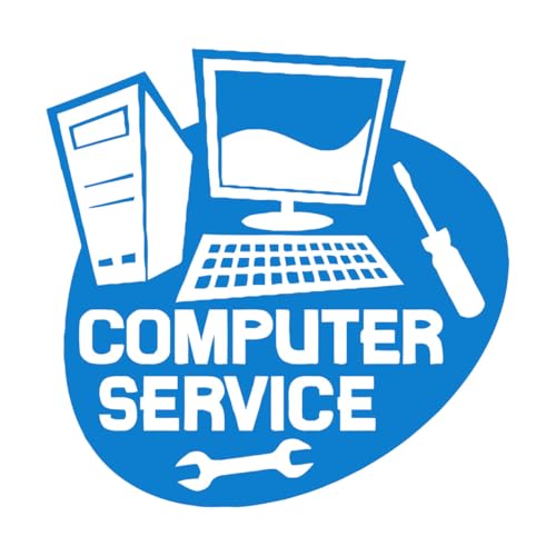 Autocollant mural en vinyle pour réparation de service informatique, logo créatif, symbole, affiche intérieure amovible, décoration de fenêtre, extra...