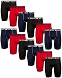 AND1 Mens Boxer Briefs - 12 Pack Platinum Performance Long Leg Boxer Briefs with Pouch - Boxers for Men, 9' Inseam (S-3XL), Size Small, Black/Red/Navy