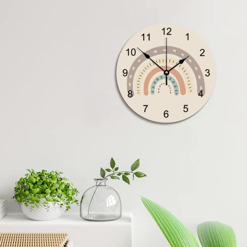Reloj de pared redondo de madera EricauBird tonos tierra silencioso miniatura 2