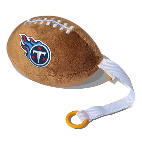 Image of Tennessee Titans Plush Football Pacifier Holder by Smilo - Officially Licensed NFL Soother Holder - Soft Plush Toy and Dummy Holder - Fits Any Pacifier - Stroller Accessory & Newborn Essential
