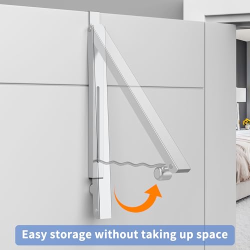 Image of Hleelomi Clothes Drying Rack for Laundry Room Organization,Foldable Over The Door Drying Racks for Saving Space Silver 1 Pack