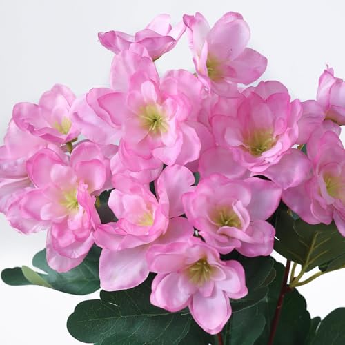 Image of YXZZWL 8 Bundles Artificial Flowers for Front Door, Fake Silk Azalea Bouquet Silk Flowers for Outside UV Resistant Realistic Faux Plants for Planter Farmhouse Patio Garden Walkways Home Decor (Pink)