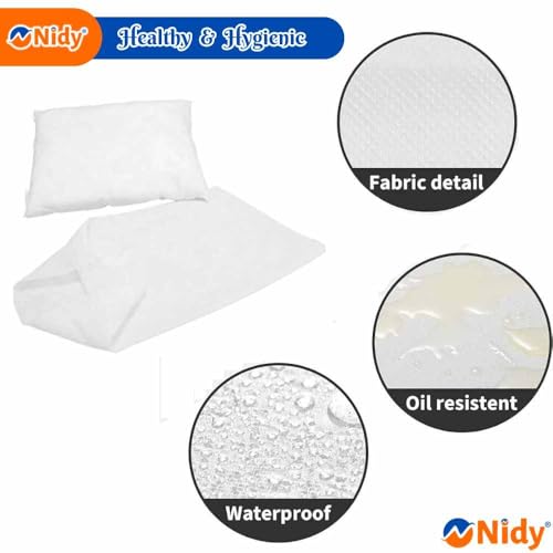 Image of Nidy 20Pcs Disposable Pillow Case Non-Woven Pillow Covers for Medical Travel Hotel Bedroom Home Bedding Portable Supplies Single-Use Pillowcases with Flap Design White Color Size 50x80CM