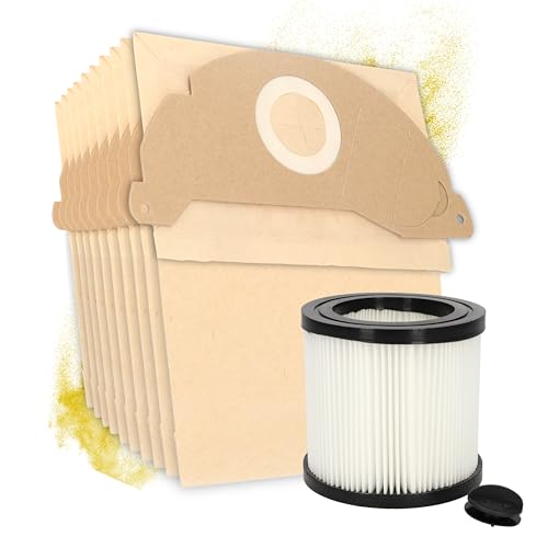 10 bolsas de aspiradora + filtro compatible con aspiradoras Kärcher Serie A, A 2000, A 2003, A 2004, A 2014, A 2025, A 2054, A 2064, A2074, etc., alternativa a original 6.904-322.0/6.414-552.0