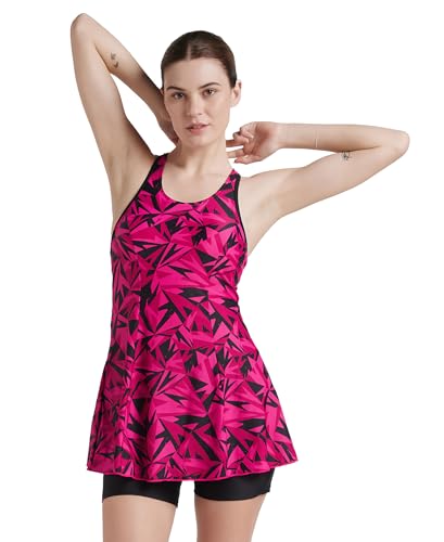 Image of Speedo Women's Printed Racerback Swimdress with Boyleg Swimming Costume