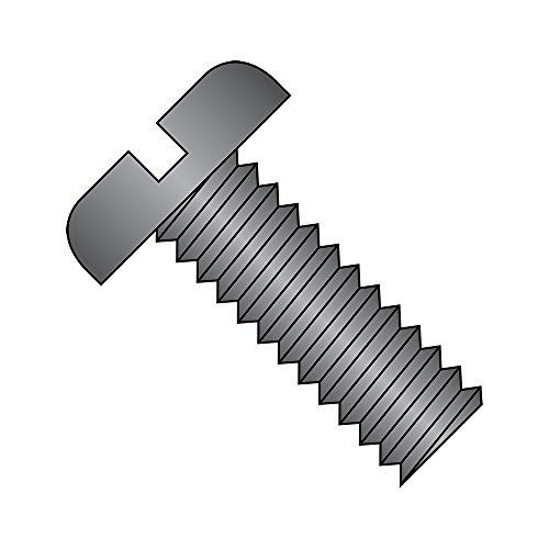 Steel Pan Head Machine Screw, Black Oxide Finish, Meets ASME B18.6.3, Slotted Drive, #4-40 Thread Size, 7/16" Length, Fully Threaded, Imported (Pack of 100)