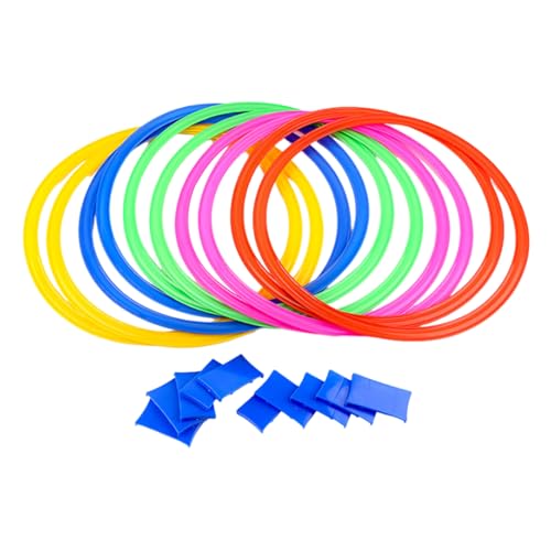 Rayuela al Aire Libre   Anillos de rayuela, Juguete Divertido para el Patio de Juegos | de obstáculos en el Patio Trasero con Cuadrados de 15 Pulgadas, Pistas y puf para niños