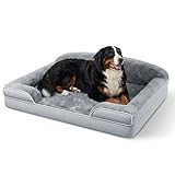 Orthopedic Dog Bed for Giant Breeds & Multiple Dogs, 53 x 42 Inch Waterproof Memory Foam XXXL Super Jumbo Dog Bed with Sides, Washable Removable Cover, Dark Grey