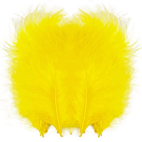 100pcs 4-6 Inches Yellow Fluffy Turkey Marabou Feathers for Crafts Dreamcatcher Fringe Trim Colored Feathers Accessories Pack by wanruida - Used condition - US$7.58