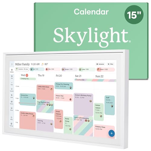 Skylight Calendar: 15-inch Digital Calendar & Chore Chart, Smart Touchscreen Interactive Display for Family Schedules – Wall Mount Included, Great for Organizing Your 2025 Wall Planner