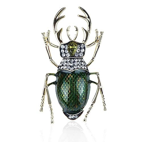 VVCome Vintage Rhinestones Crystal Beetle Bug Ename Insect Scarab Brooch