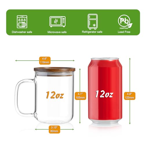 Set 2 Tazas de Vidrio para Café 12 oz con Tapa Madera miniatura 2