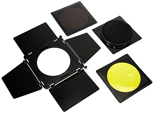 Fotodiox Universal Barn door Barndoor Kit with Honeycomb grid (45 Degree) and Color Gels for Alien Bees Alienbees Strobe Light with 5.5