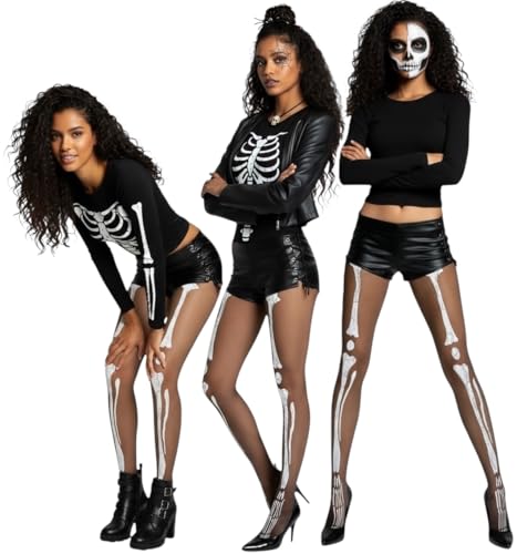 Image of ToBeInStyle Women's Scary Skeleton Leg Bones Halloween Hosiery Tights & Thigh High Stockings
