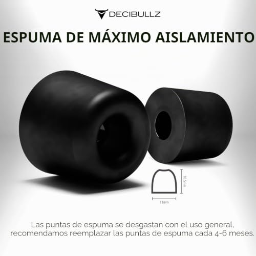 Puntas de auriculares Decibullz moldeadas contra el dolor de oídos espuma pequeña pack 5 4