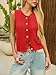 Red Sweater Vest Women Trendy Casual Loose Sleeveless Knit Sweater 2025 Button Down Sweaters for Women XL