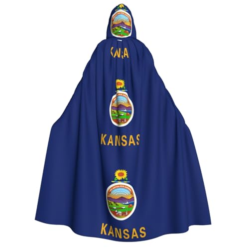Cape à capuche drapeau du Kansas pour costume de sorcière et déguisement carnaval