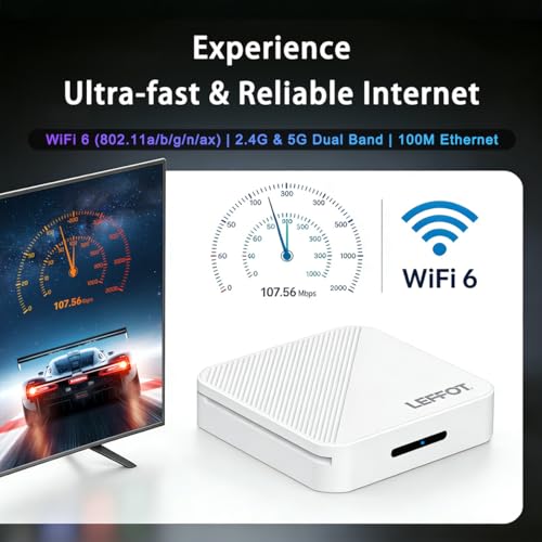 Image of Android 14.0 TV Box 2026, LEFFOT H313 4K Ultra HD Streaming Device for TV | 2GB RAM + 16GB ROM, Support Voice Remote, 2.4G & 5G WiFi 6, 100M Ethernet, BT 5.4 USB 3.0, RK3518 Quad-Core A53
