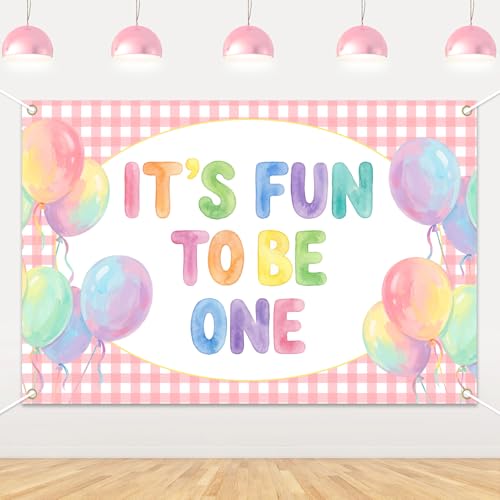 Felivid IT'S FUN TO BE ONE 1st Birthday Backdrop Pastel Macaron Rainbow Party Background for Baby Girl First Birthday Decoration Photo Booth Cake Smash Banner Photography Wall Decor 4.9 x 3.3 ft Vinyl