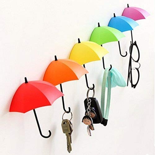 UYIKOOKey Holder Key Hanger Wall Key 6 PCS Colorful Umbrella Wall Rack Wall Key Holder Key Organizer for Keys, Jewelry and Other Small Items (6PCS)