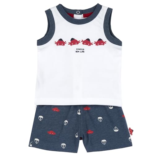 COMPLETO BAMBINO: Completo Chicco composto da pantaloncino e canottiera, ideale per un abbigliamento casual e pratico per il tuo bambino. Questi capi Chicco sono lavabili in lavatrice, per un'igiene elevata