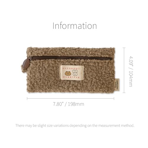 Image of Monolike Unmatched Friends Bbogeuli Pencil Case, Brown - Slim Fuzzy Fleece Pen Pouch for Daily Use with Stain-Resistant Lining