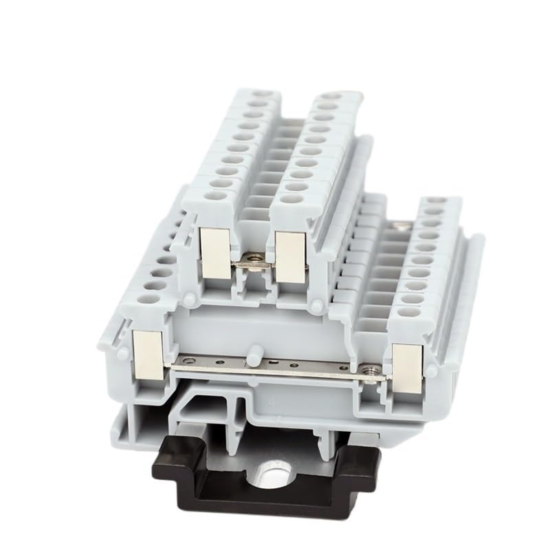 10 MBKKB-2.5 Screw Double-Deck DIN Rail Terminal Blocks, 2.5 mm² Wire Connector, Straight 2-Deck MBKKB2.5(MBKKB2.5-Gray)