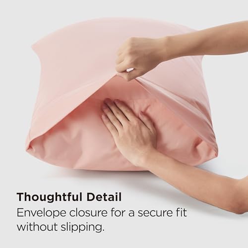 Bedsure Queen Pillow Cases Set of 2 - Pale Blush Brushed Microfiber Pillowcase 2 Pack, Super Soft and Cozy Pillow Case Covers with Envelope Closure, Wrinkle, Fade and Stain Resistant, 20x30 Inches