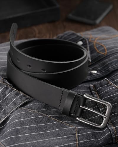 Image of Chaoren Leather Ratchet Belt 2 Pack Dress with Click Sliding Buckle 1 3 /8 inch in Gift Set Box - Adjustable Trim to Fit