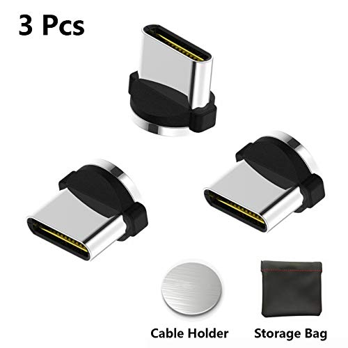 Magnetic Charging Cable Connectors 3 Piece USB Type C Adapters for Round Cord Mobile Phone Charging Head