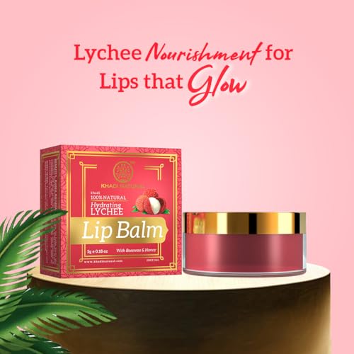 Khadi Natural Lychee Lip Balm with Beeswax & Shea Butter | Softens and Hydrates Lips | Free from Harsh Chemicals | Unisex | 5g