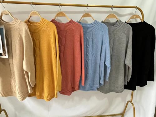 Women Oversized Chunky Cable Knitted Vintage Sweater 2025 Fall Outfits Batwing Sleeve Fashionable Knitted Pullover4