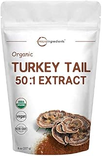Sustainably US Grown Organic Turkey Tail Mushroom Powder (50:1 Extract), 8 Ounce (227Grams)