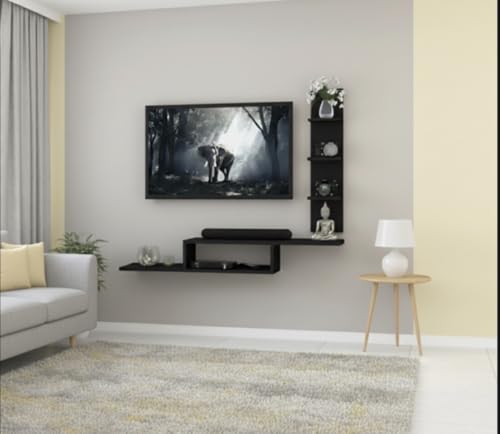 Image of Double Decker Dazzling Setup Box Stand /Wall Shelf for Holding Speakers Game Console Brown MDF (Medium Density Fiber) Umbrish Black Wall Shelf