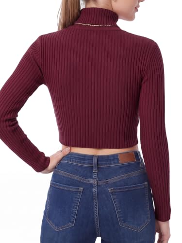 Image of MixMatchy Women's Cropped Ribbed Turtleneck Sweater
